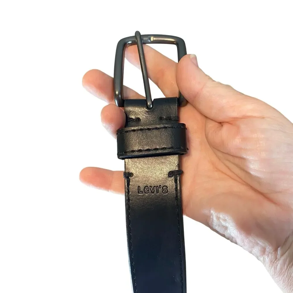 Levi’s Black Leather Belt Gunmetal Buckle Classic Casual Men’s Size XXL 46 48